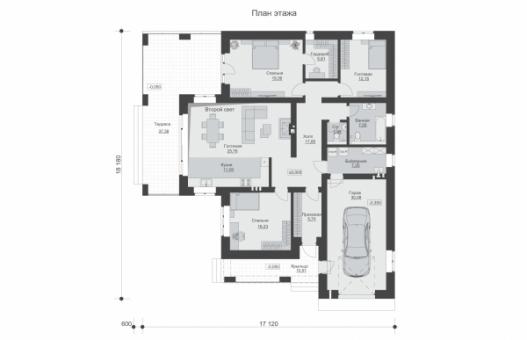 Одноэтажный дом с тремя спальнями, гаражом и вторым светом